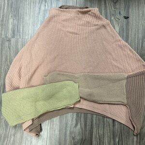 PrettyLittleThing Pink and Tan Knit Poncho